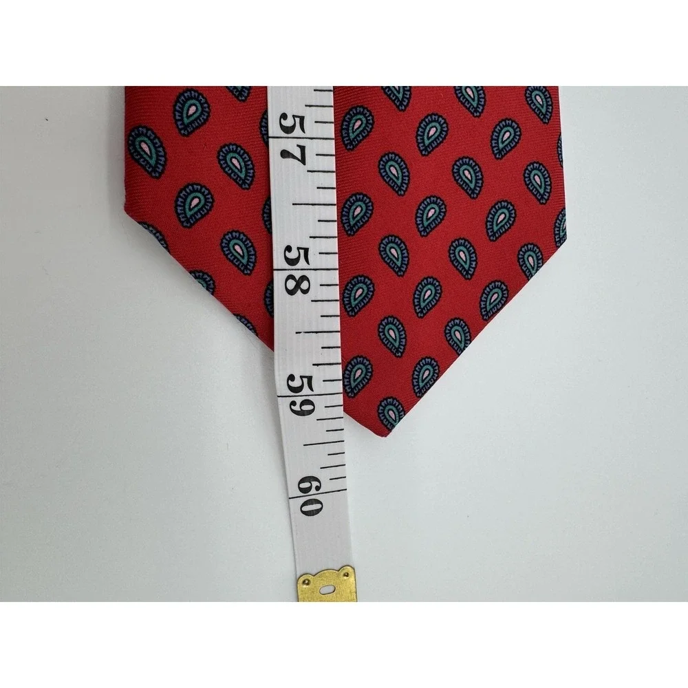 Briar‎ Handmade Red Silk Tie Paisley Pattern Made in USA Classic Mens Necktie